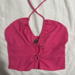 Wild Fable Fuchsia Ribbed Halter Top